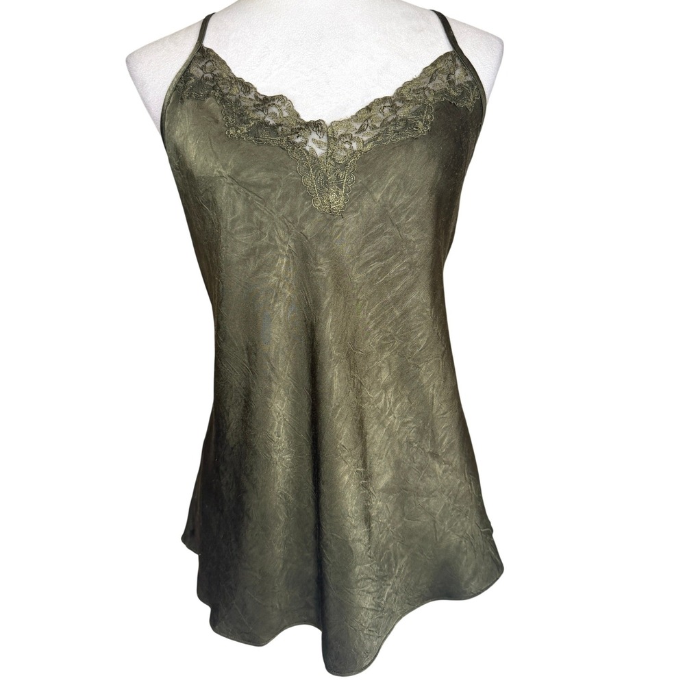 Linea Donatella Lace Trim Satin Camisole Top XL Fairy Whimsigoth Romantic Goth - Picture 1 of 10